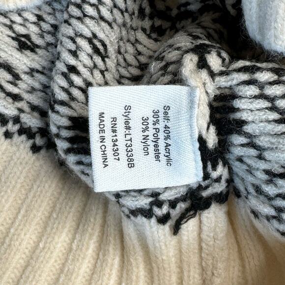 NWT REVOLVE LINE AND DOT Women's Cream Black Montana Faire Isle Sweater - Picture 5 of 9